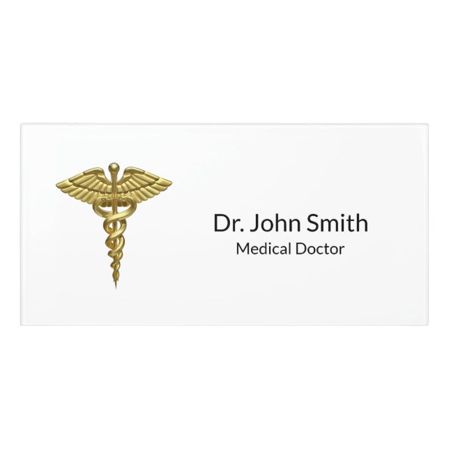 Professional Precious Medical Gold Caduceus Door Sign (Classic Front)