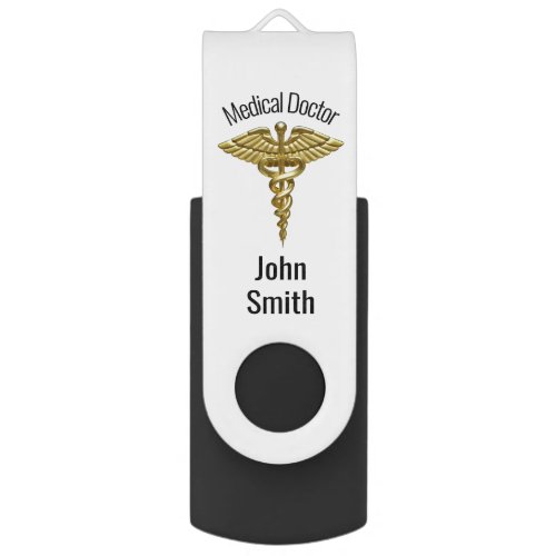 Professional Precious Medical Gold Caduceus Flash Drive