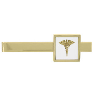 Professional Precious Medical Gold Caduceus Gold Finish Tie Bar