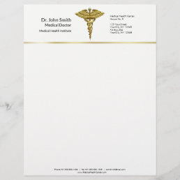 Professional Precious Medical Gold Caduceus Letterhead