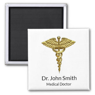 Professional Precious Medical Gold Caduceus Magnet