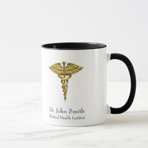 Professional Precious Medical Gold Caduceus Mug