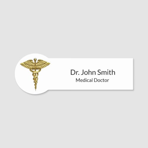 Professional Precious Medical Gold Caduceus Name Tag