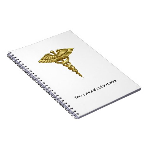 Professional Precious Medical Gold Caduceus Notebook