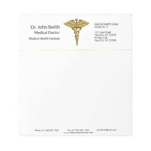 Professional Precious Medical Gold Caduceus Notepad