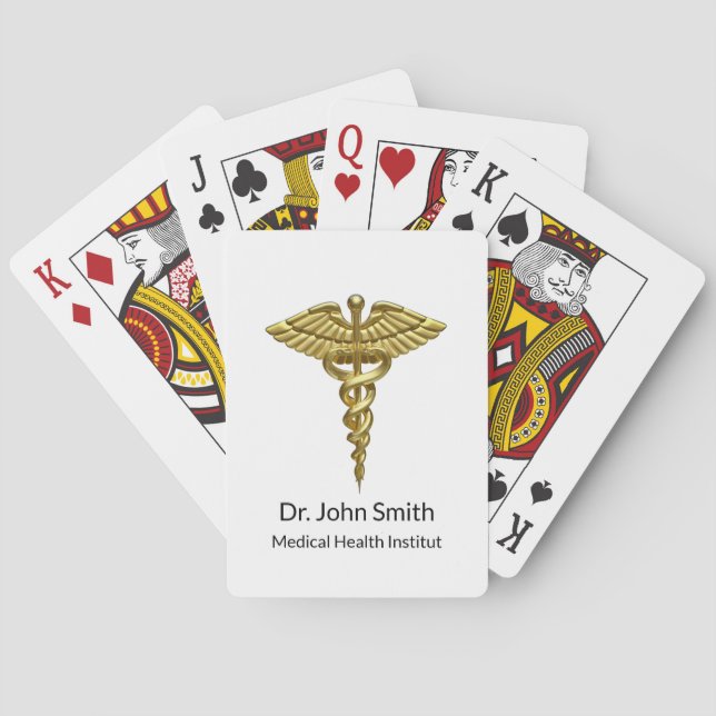 Professional Precious Medical Gold Caduceus Poker Cards (Back)