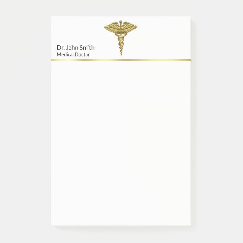 Professional Precious Medical Gold Caduceus Post_it Notes