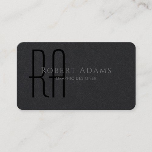 Professional Premium Black and Grey Monogrammed Business Card
