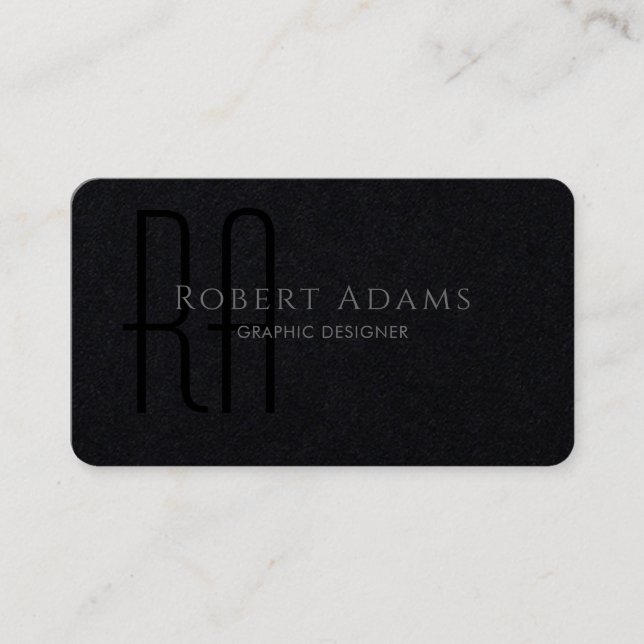 Professional Premium Black and Grey Monogrammed Business Card (Front)