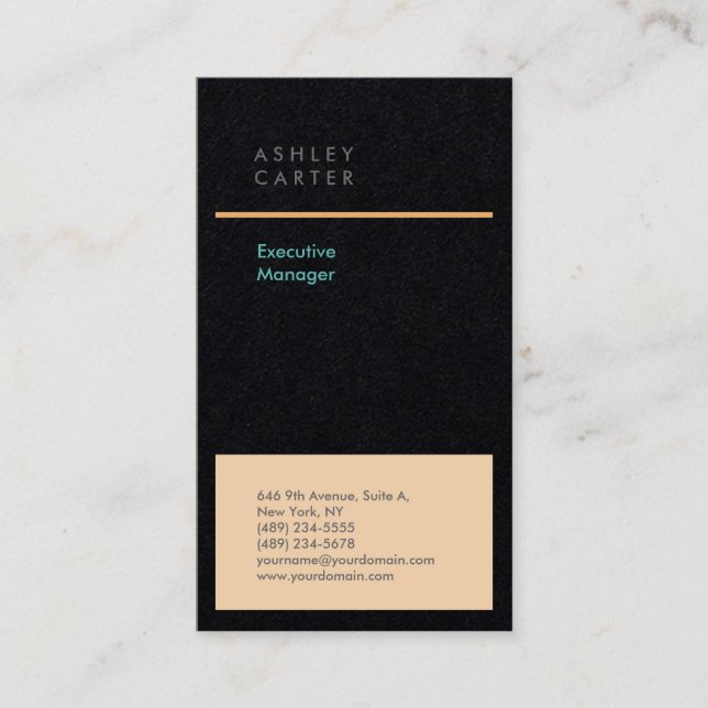 Professional Premium Black Blue Minimalist Modern Business Card (Front)
