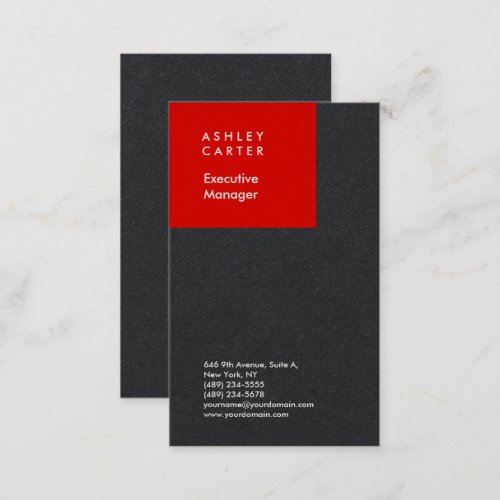 Professional premium black red minimalist modern business card