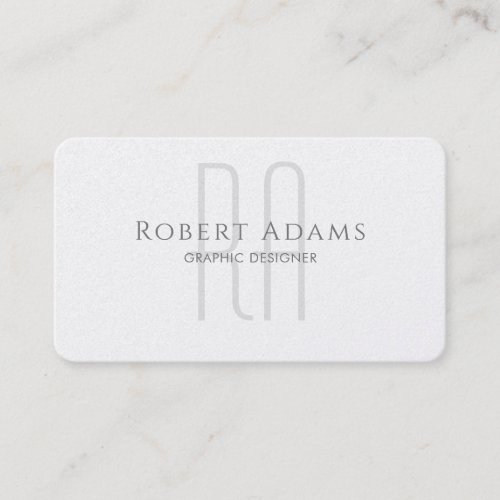 Professional Premium Pearl and Grey Monogrammed Business Card