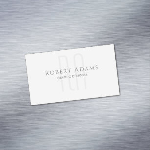 Professional Premium Pearl and Grey Monogrammed Business Card Magnet
