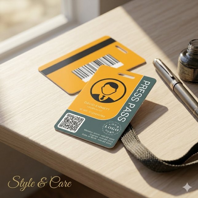 Professional Press Pass with QR Code and Photo Badge (Professional Press Pass with QR Code and Photo Badge)