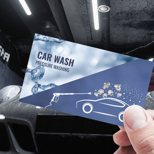 Professional Pressure Washing Car Wash Business Card (Front View)
