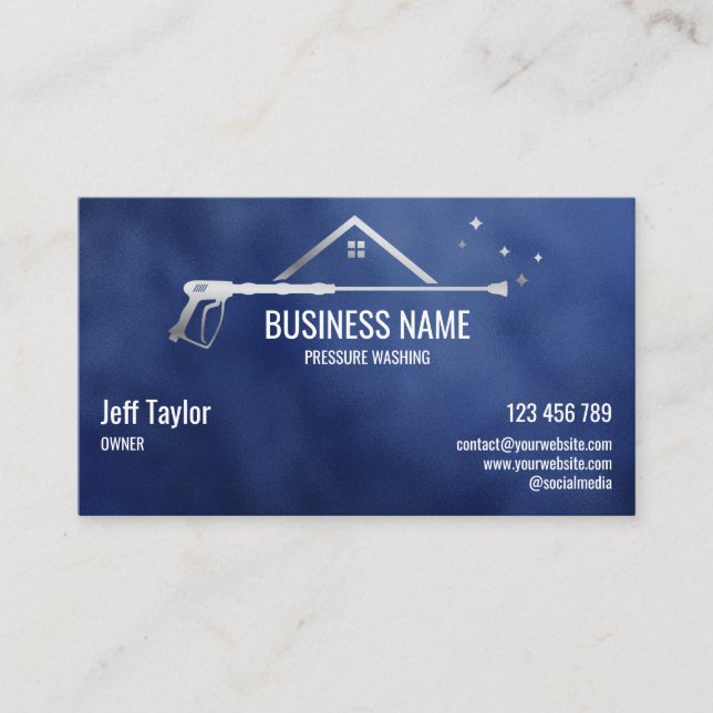 Professional Pressure Washing Power  Masculine  Business Card (Front)
