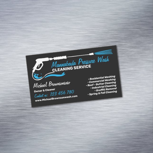 Professional Pressure Washing Power Masculine Business Card Magnet (In Situ)