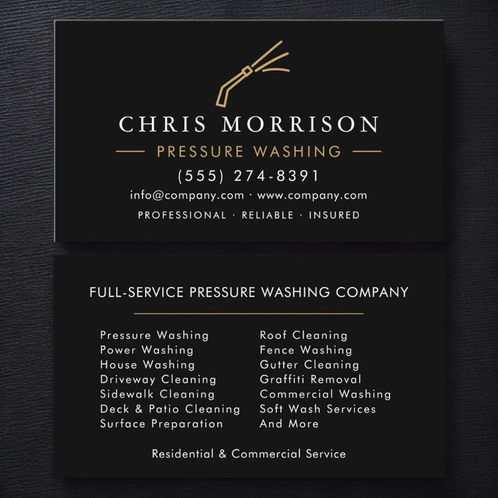 Professional Pressure Washing Power Wash Business Card
