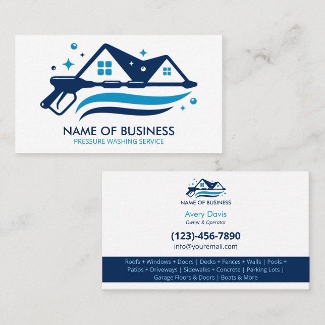 Professional Pressure Washing Power Wash Cleaning Business Card (Front/Back)