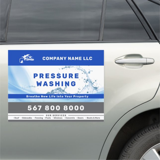 Professional Pressure Washing Power Wash Marketing Car Magnet (In Situ)