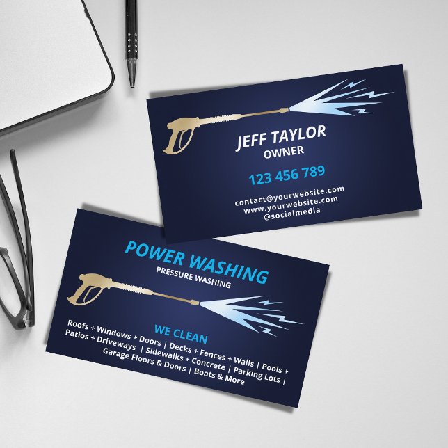 Professional Pressure Washing Power Washing Business Card (Creator Uploaded)