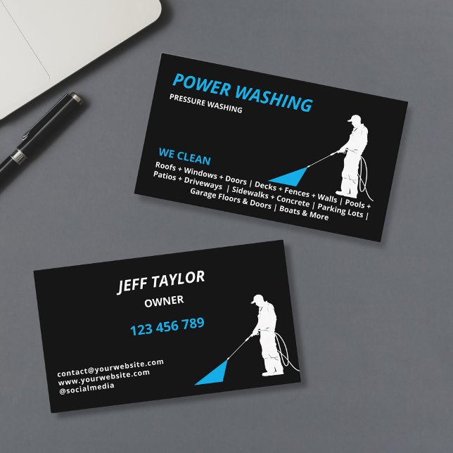 Professional Pressure Washing Power Washing Business Card (Creator Uploaded)