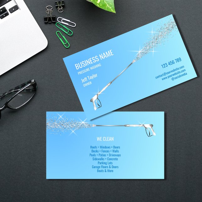 Professional Pressure Washing Power Washing Clean  Business Card (Creator Uploaded)