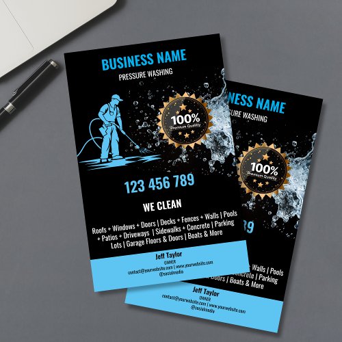Professional Pressure Washing Power Washing Roof Business Card