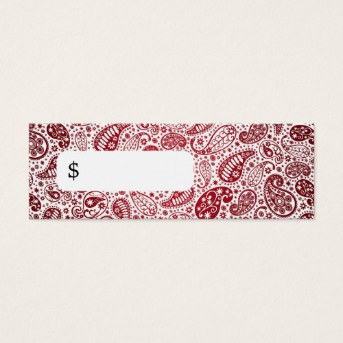 Professional Price Tag Fashion Paisley Red Business Card