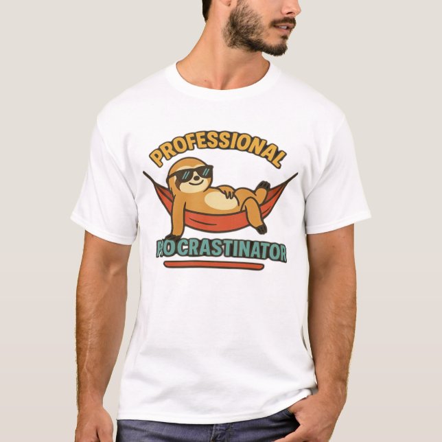 Professional Procrastinator Sloth Retro T-Shirt Cl (Front)