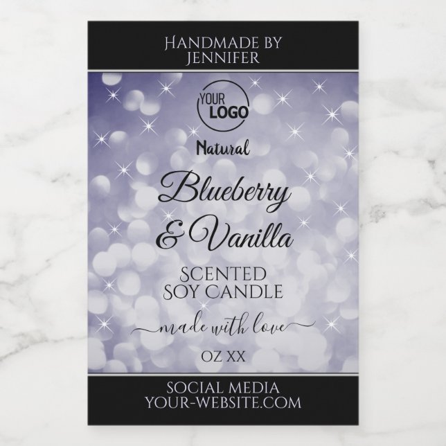 Professional Product Label Ocean Blue Glitter Logo (Single Label)