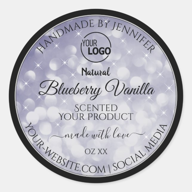 Professional Product Label Ocean Blue Glitter Logo (Front)
