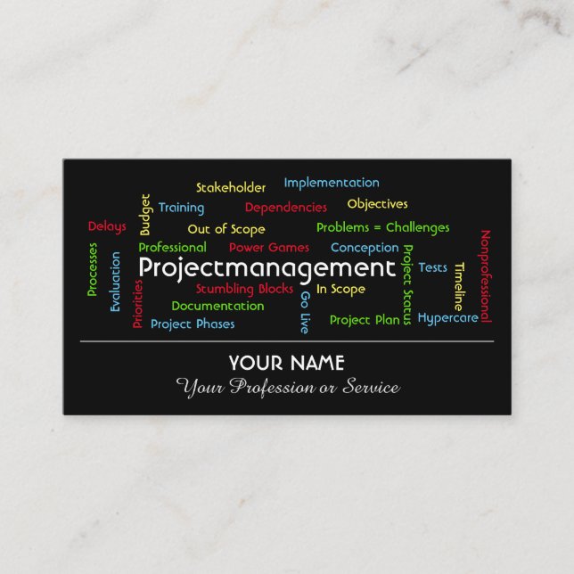 Professional projectmanagement and consulting busi business card (Front)