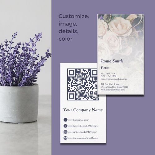 Professional Purple and White Photo Business Card
