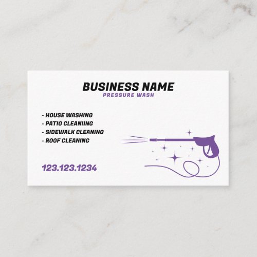 Professional Purple and White Pressure Washer Gun Business Card