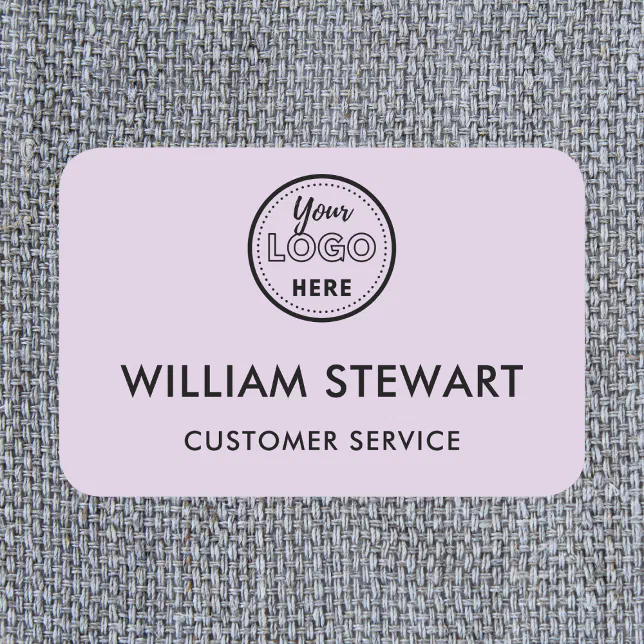 Professional Purple Custom Logo Employee Staff Name Tag | Zazzle