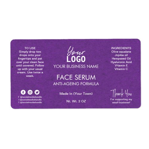 Professional Purple Face And Hair Oil Serum Label