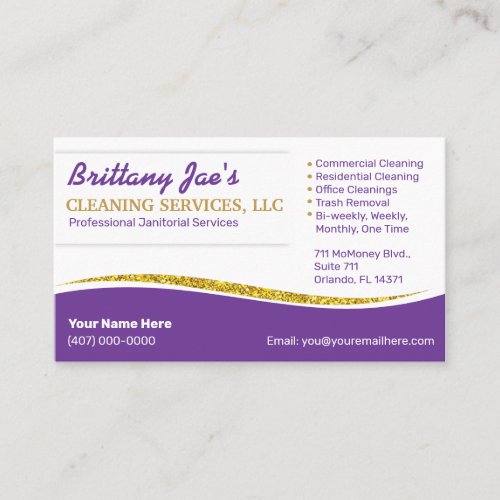Professional Purple Gold Business Card Template