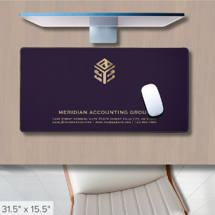 Professional Purple Gold Geometric Logo Desk Mat
