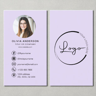 Professional Purple Lilac Photo Logo Social Media Business Card
