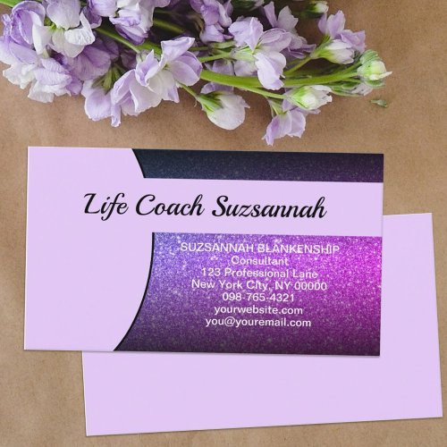 Professional Purple Ombre Glitter Custom Business Card