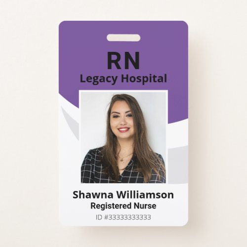 Professional Purple Photo ID Badge with Bar Code