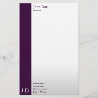 professional purples stationery