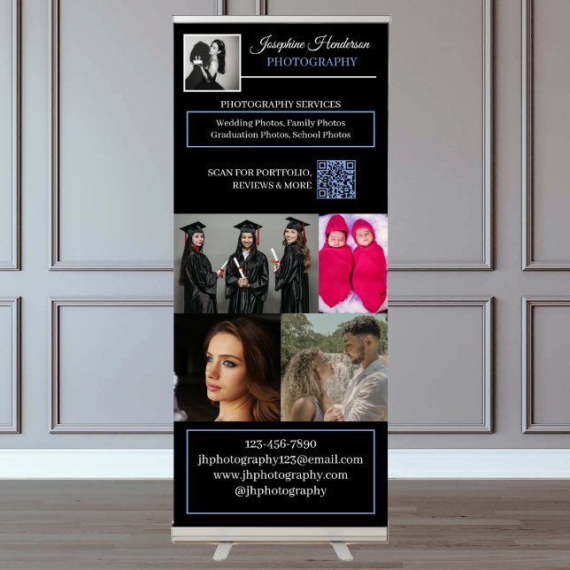 Professional QR Code 5 Photo Black Photographer    Retractable Banner (Creator Uploaded)