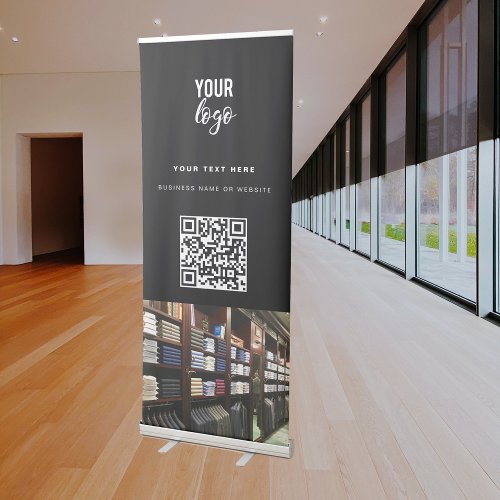 Professional QR Code Black Business Logo Photo  Retractable Banner