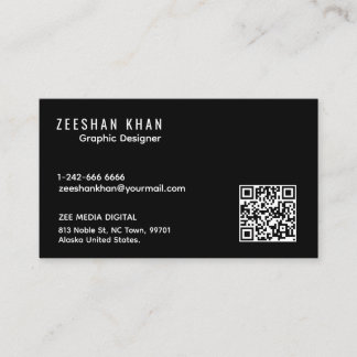 Professional QR Code Black Classic Business Card 