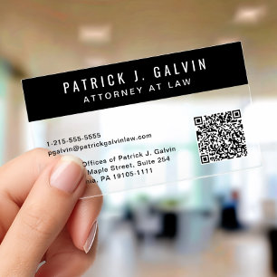 Professional QR Code Black Clear Business Cards