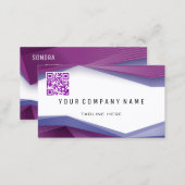 Professional QR Code BOLD Plum Geometric Lines Business Card (Front/Back)