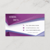 Professional QR Code BOLD Plum Geometric Lines Business Card (Back)