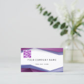 Professional QR Code BOLD Plum Geometric Lines Business Card (Standing Front)